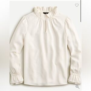 NWT J. Crew Cream Blouse with Ruffle Neck Large L